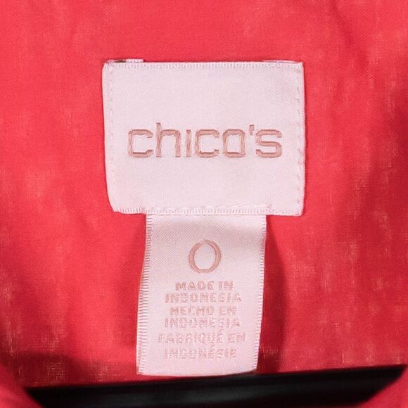 Chico's Women's Shirt Button Up Orange Long Sleeve Blouse Top Size 0 US S/4 NWT - Picture 3 of 10